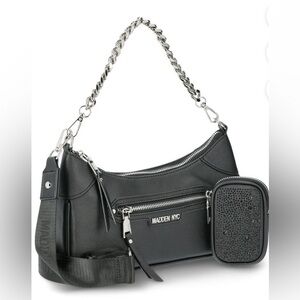 NYC Bag,NYC Crossbody Bag,NYC Black Shoulder Bag with Silver Chain Strap